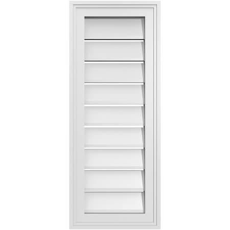 Ekena Millwork Vertical Surface Mount PVC Gable Vent: Functional, w/ 2"W x 1-1/2"P Brickmould Frame, 12"W x 30"H GVPVE12X3002SF